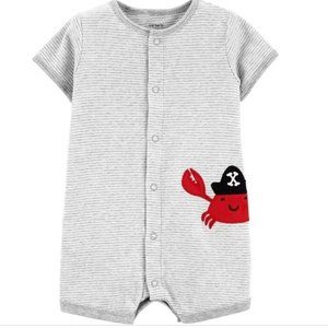 Carter's Infant Baby Boy Stripe Pirate Crab Romper Size 6, 9, 24 months